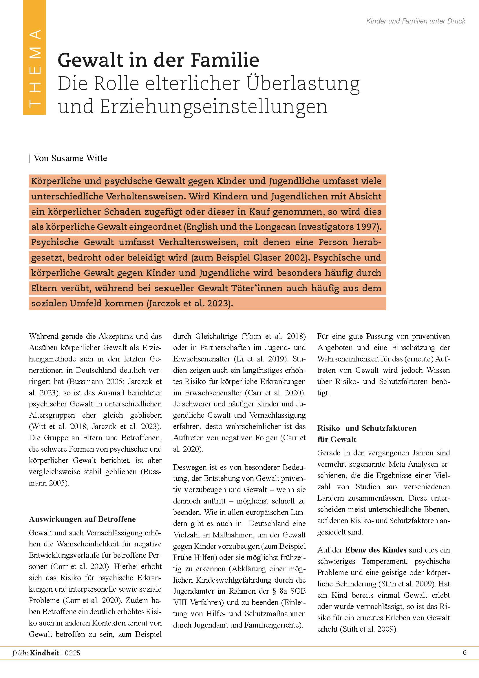 Gewalt in der Familie - Susanne Witte